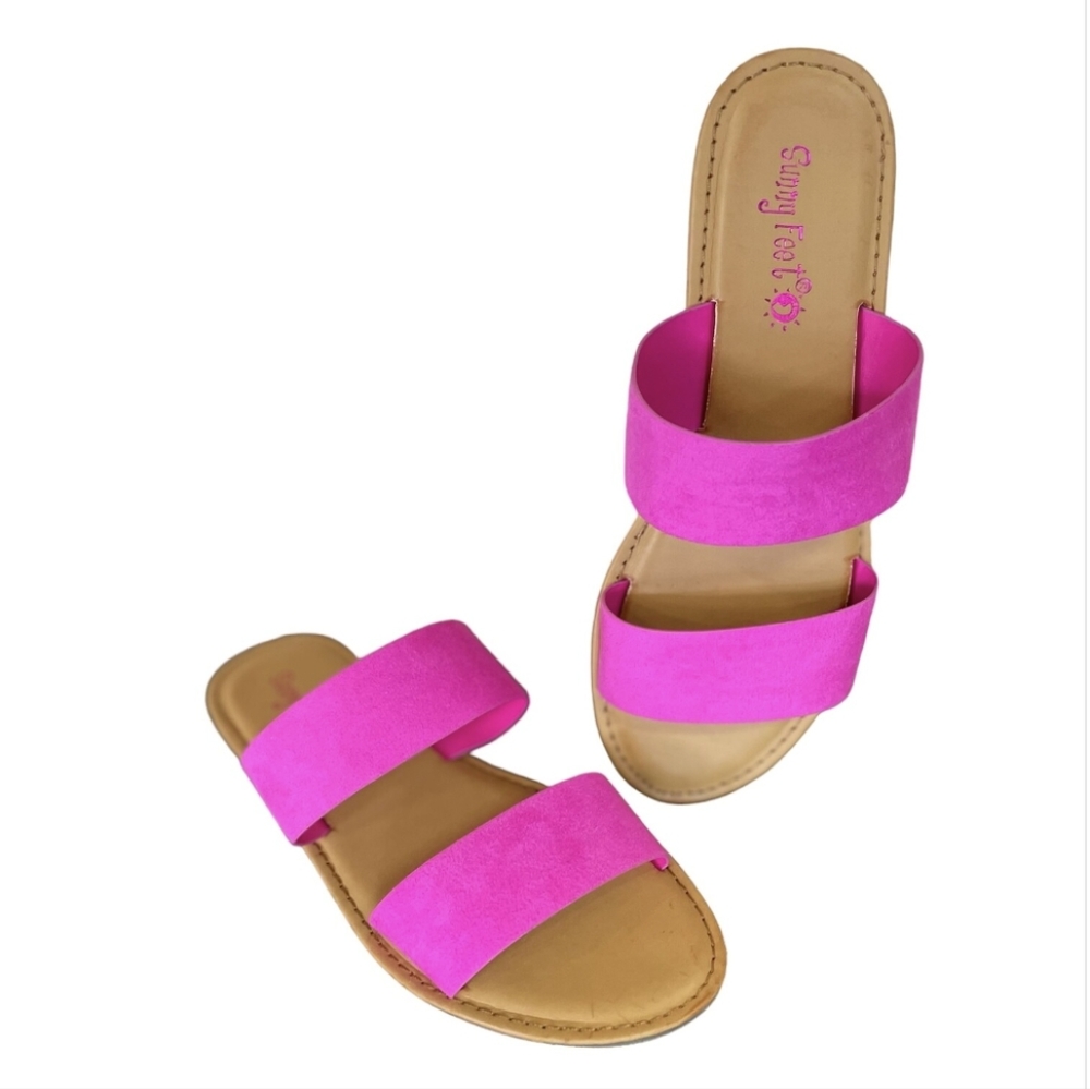 Hot Pink Slide-on Sandals